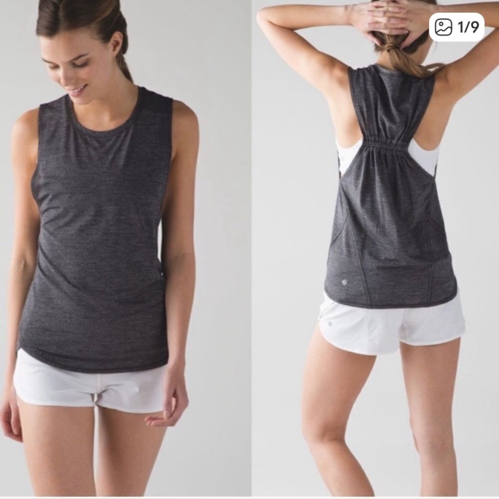 Lululemon In A Cinch Tank Top Heathered Black Gray